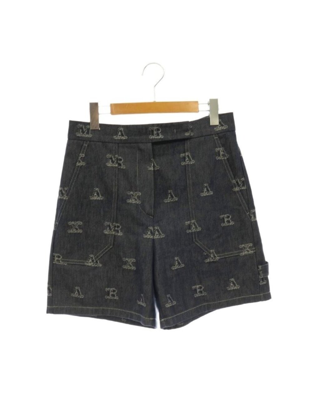 Max Mara Logo Jacquard Denim Shorts Indigo White ES
